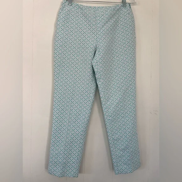 EP Pro Teal and White Floral Eyelet Marseille Pants Size 10 - Picture 6 of 13